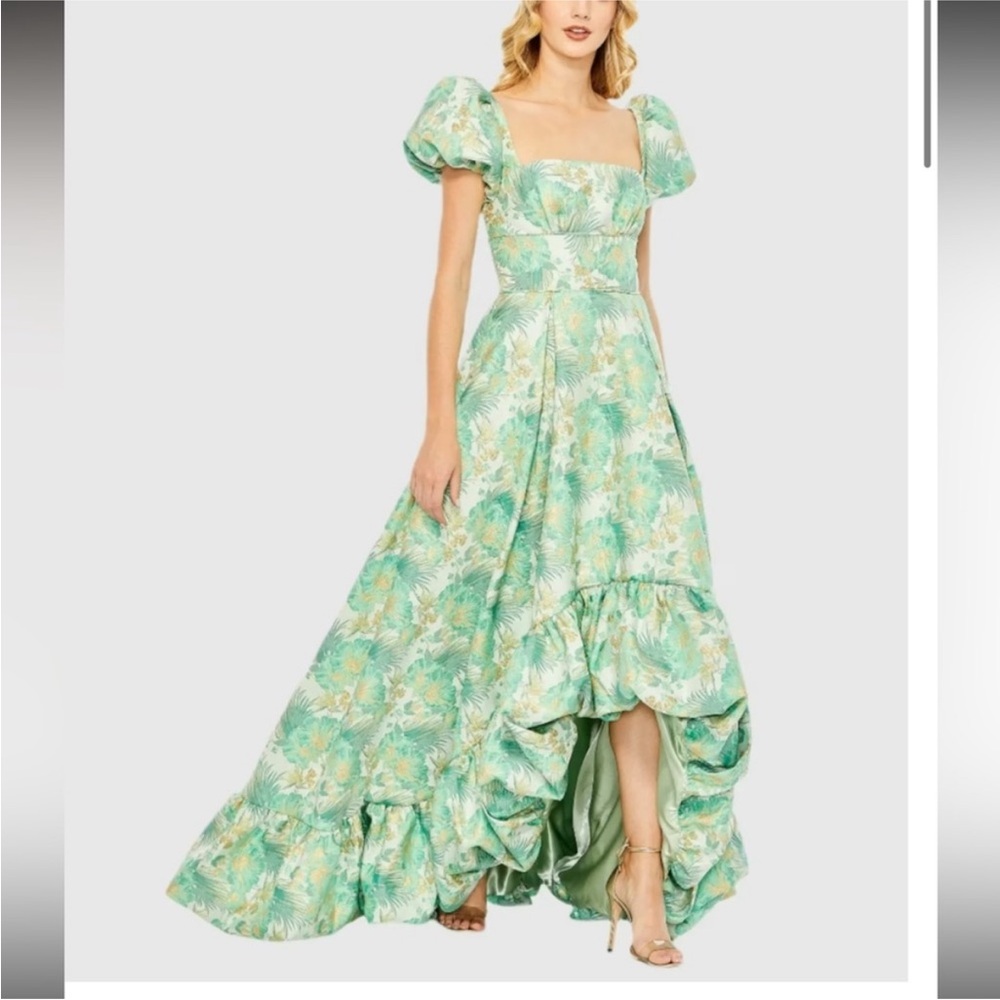 Mac Duggal Green Floral Brocade gown - 14